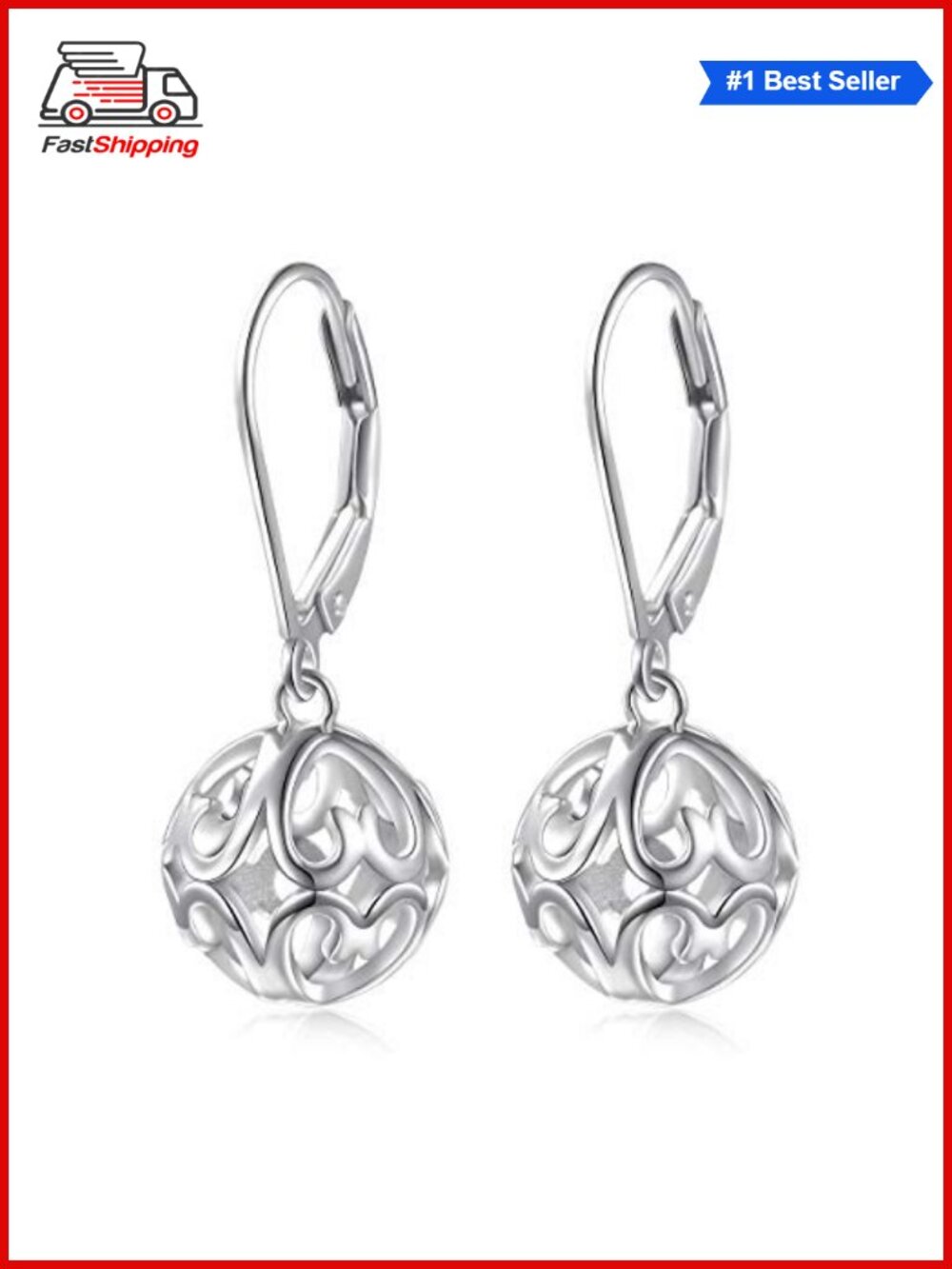 ✨ S925 Sterling Silver Heart Dangle Drop Earrings for Women Jewelry Gift